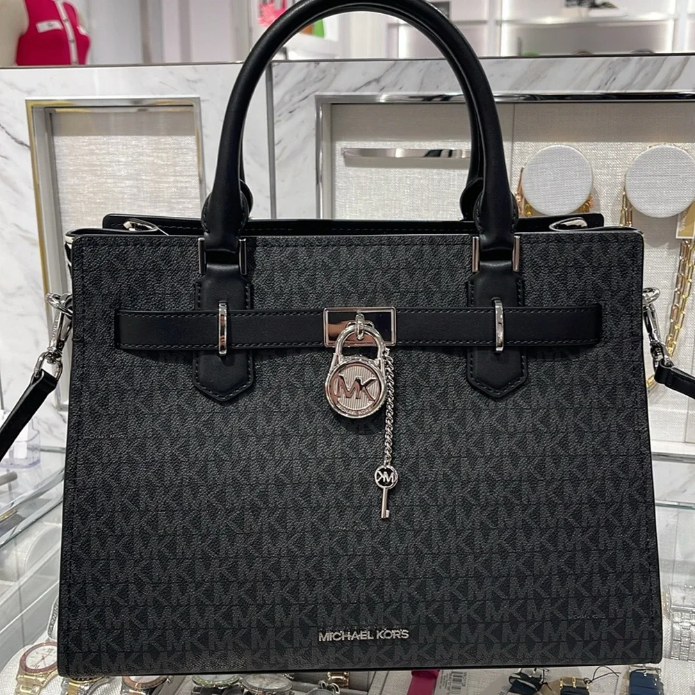 Michael Kors Hamilton Medium Signature Logo Satchel
Black 
NWT - Picture 15 of 16